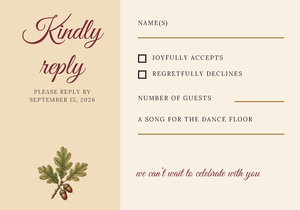 Preview for Vows Among The Vines Rsvp Card Template