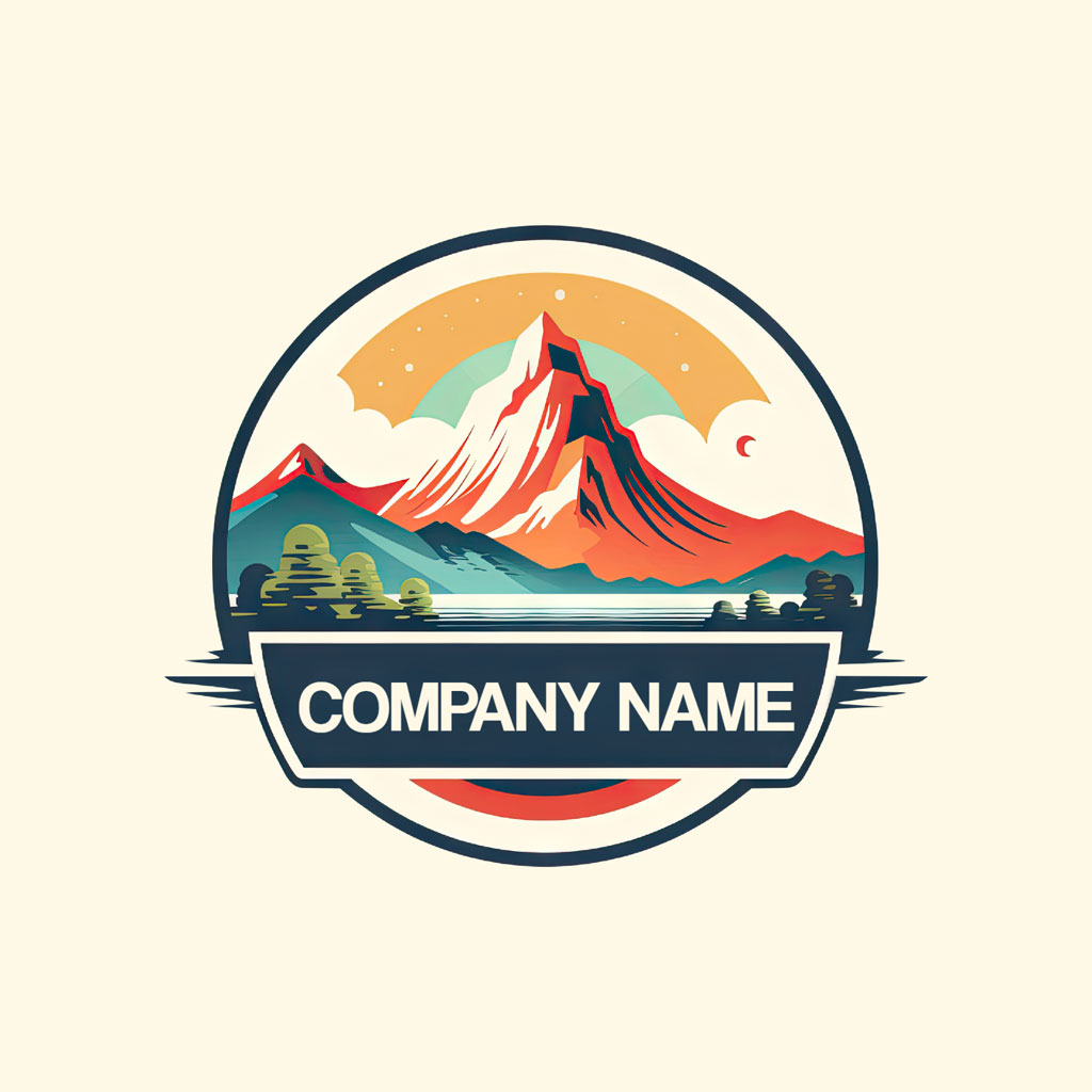 Mountain landscape logo template with company name placeholder
