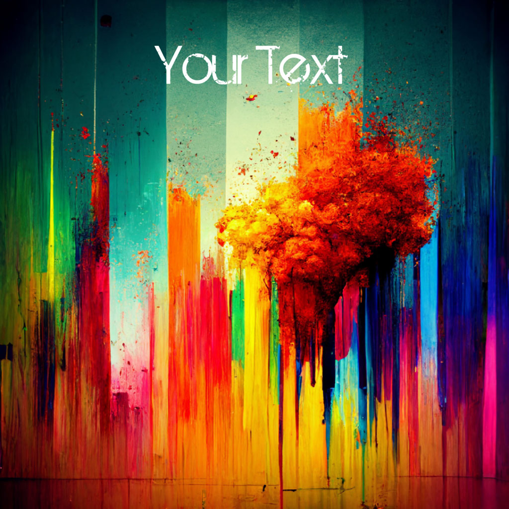 A colorful explosion of paint against a multicolored background with 'YourText' overlay.