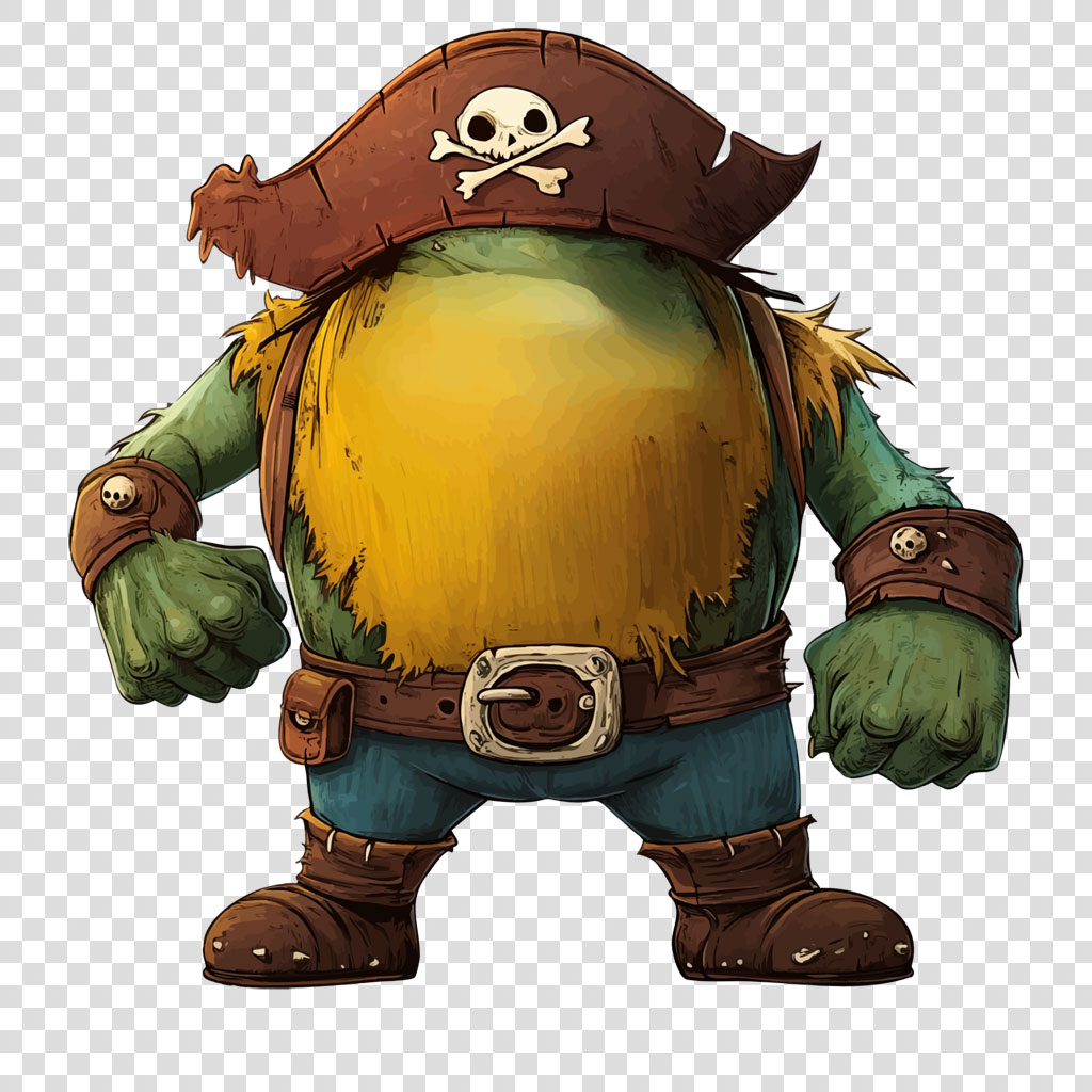 Cartoon turtle pirate with skull and crossbones hat