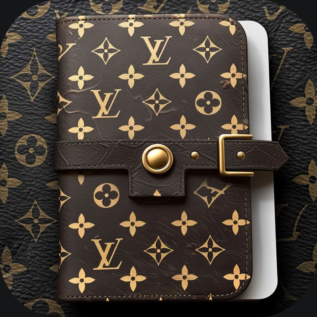 Louis Vuitton monogram patterned wallet with gold accents