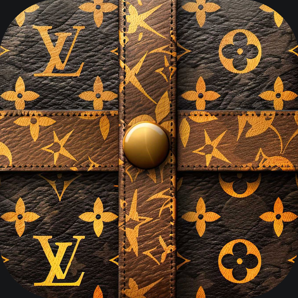 Detailed view of a Louis Vuitton handbag with monogram pattern and gold hardware