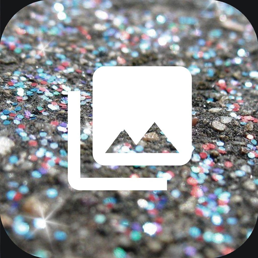 Glittering background with sparkles and a white icon