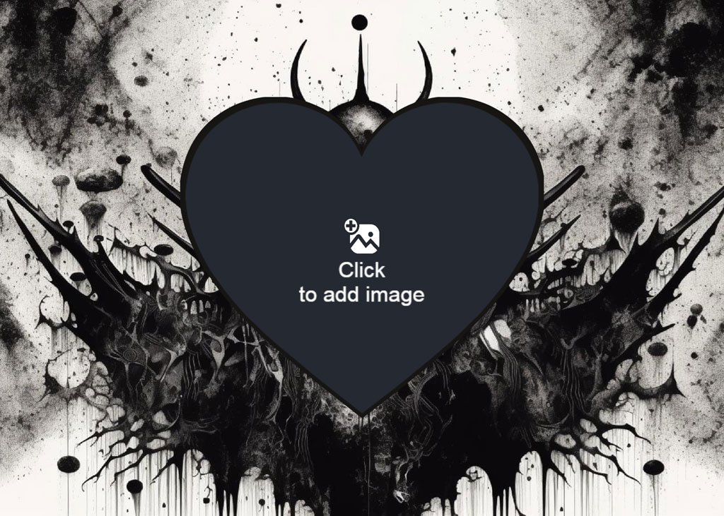 Dark heart with horns on a grunge background
