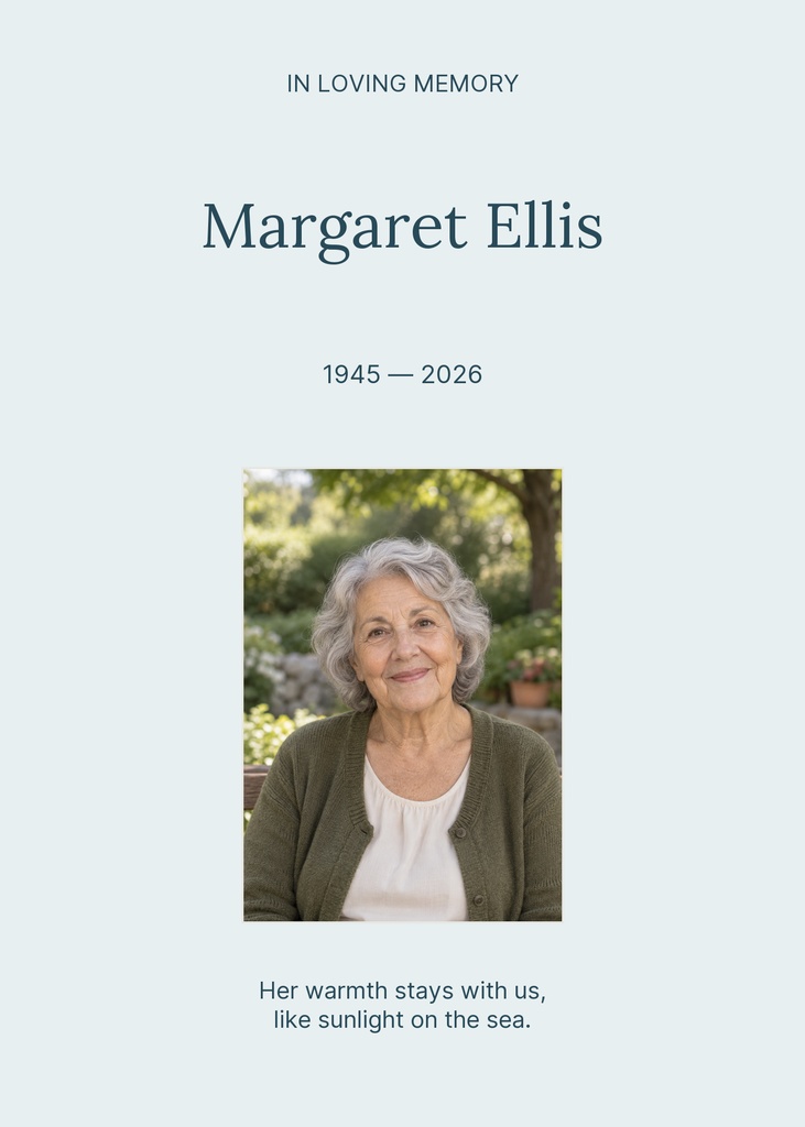 Preview for Memories By The Sea Remembrance Card Template
