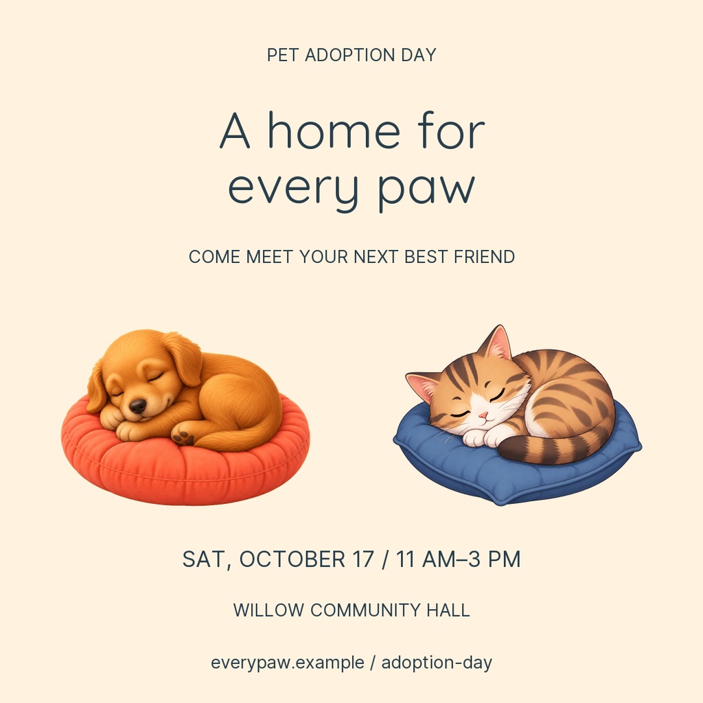 Preview for A Home For Every Paw Square Post Template