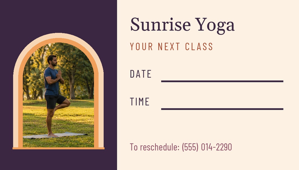 Preview for Sunrise Yoga In The Park Appointment Card Template