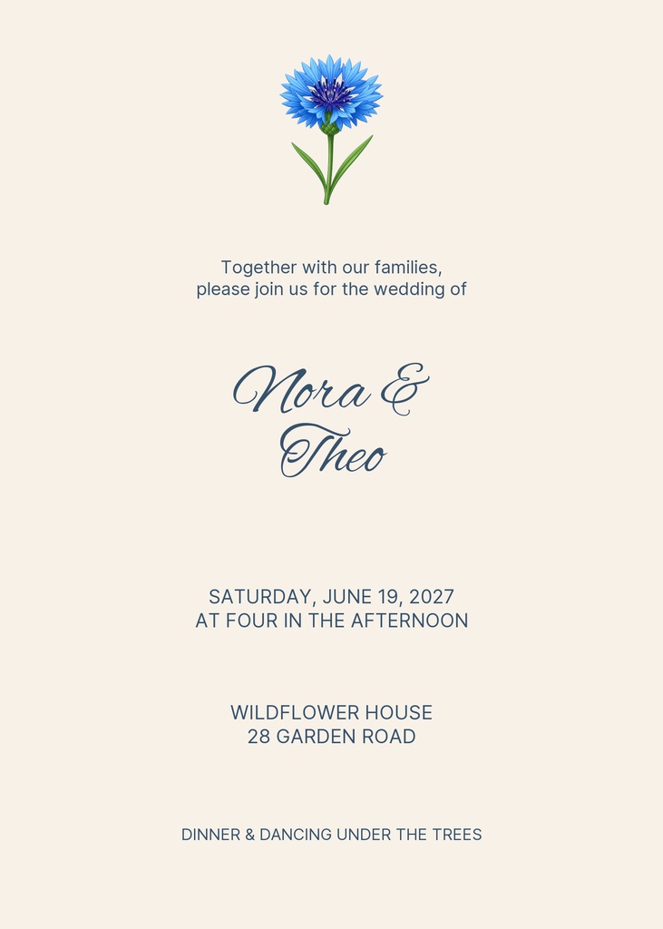 Preview for Wildflower Vows 5 × 7 Invitation Template