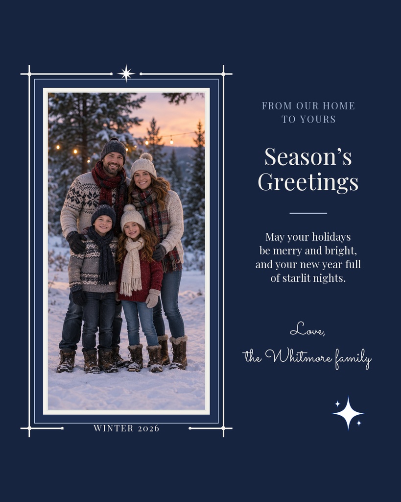 Preview for Starlit Season's Greetings Portrait Post Template