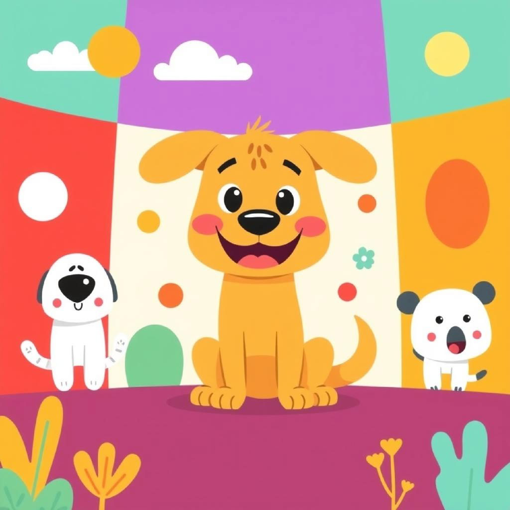 Group of cartoon animals with different colors and expressions