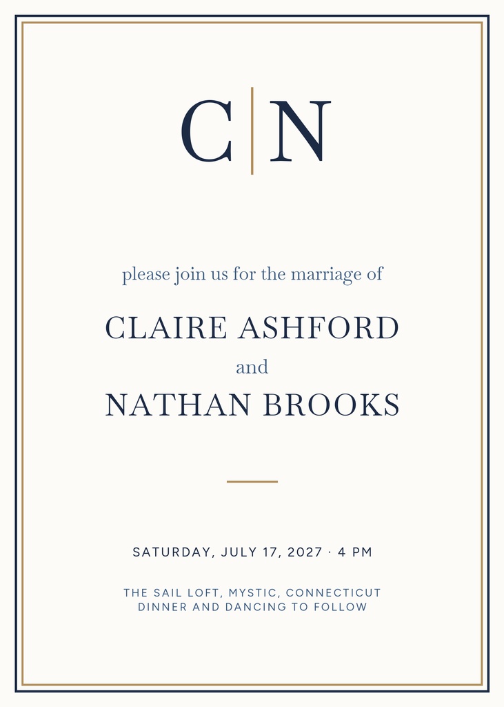 Preview for Summer By The Harbor Wedding 5 × 7 Invitation Template