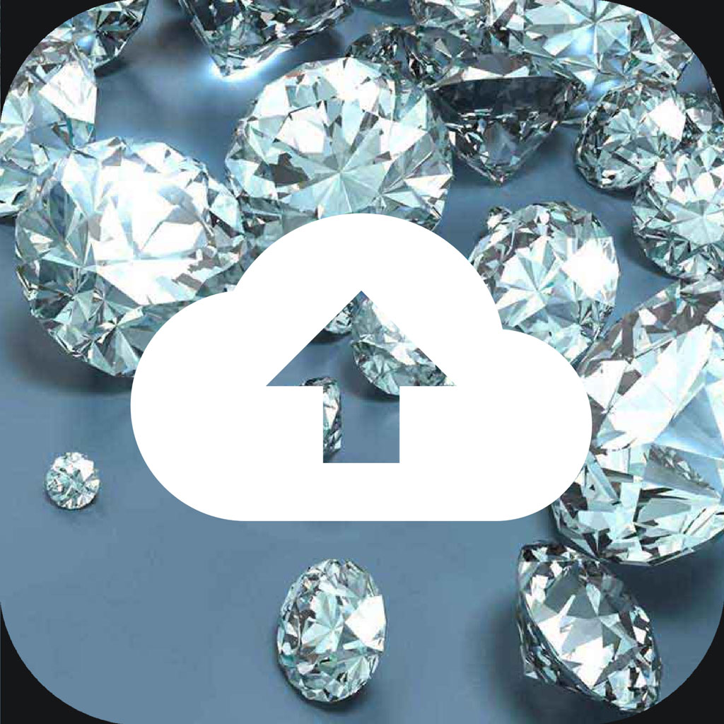 Cloud storage icon surrounded by diamonds