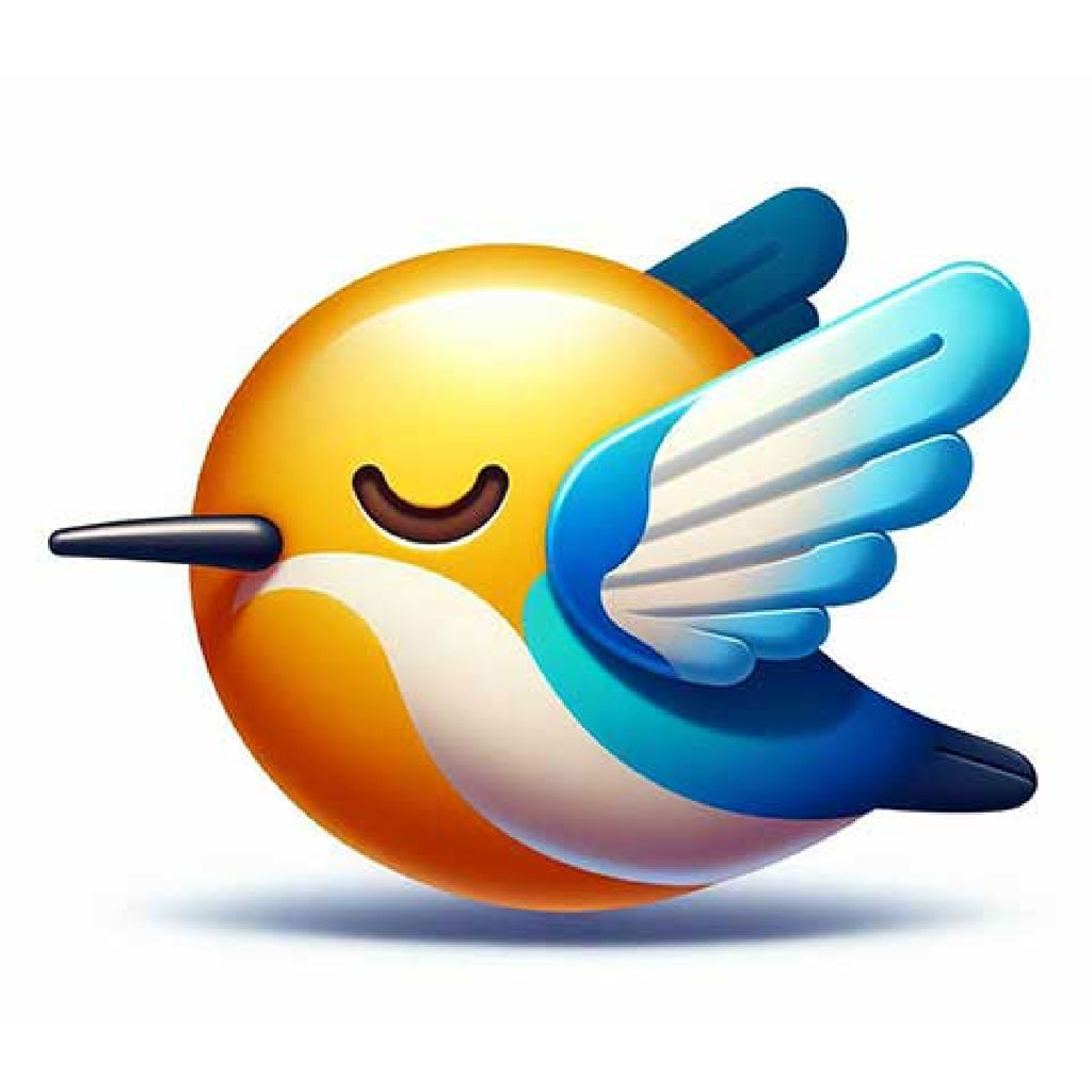 3D yellow bird with orange cheek and black beak