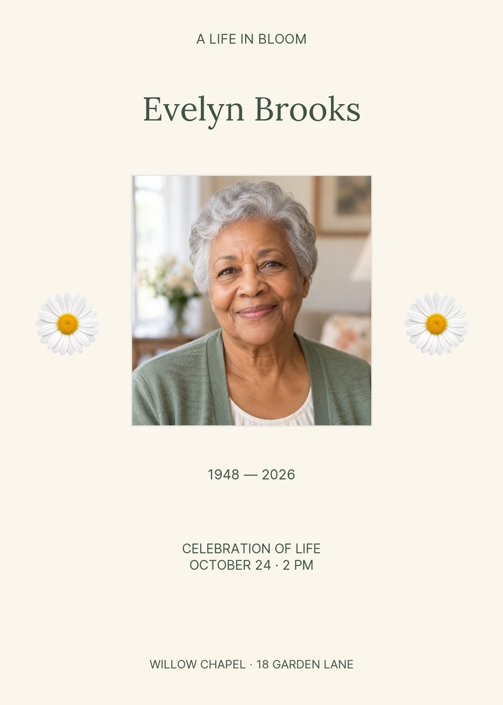 Preview for A Life In Bloom Remembrance Card Template