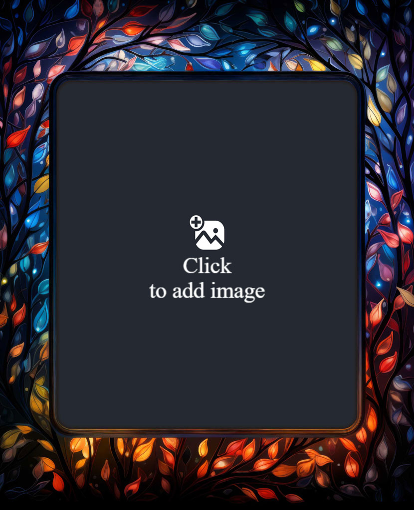 A stained glass frame with a black center