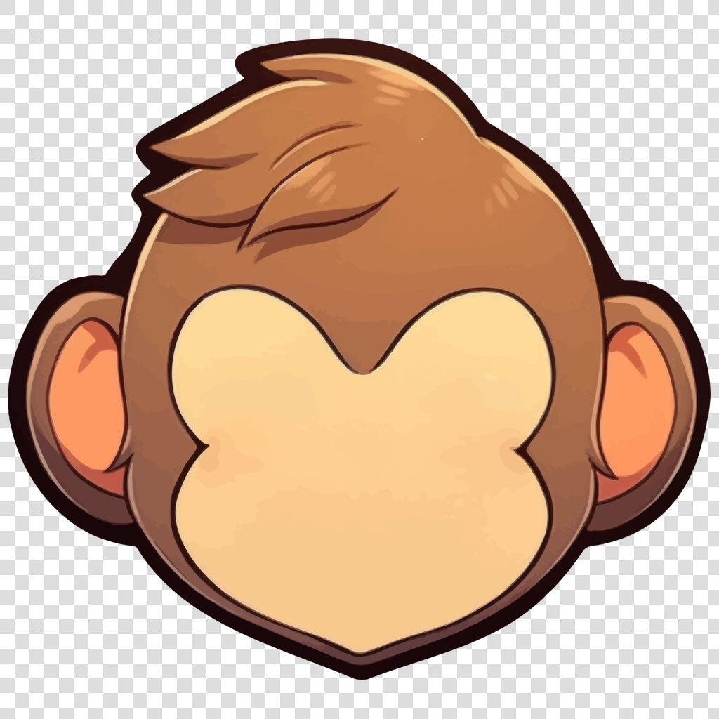 Cartoon monkey face with closed eyes
