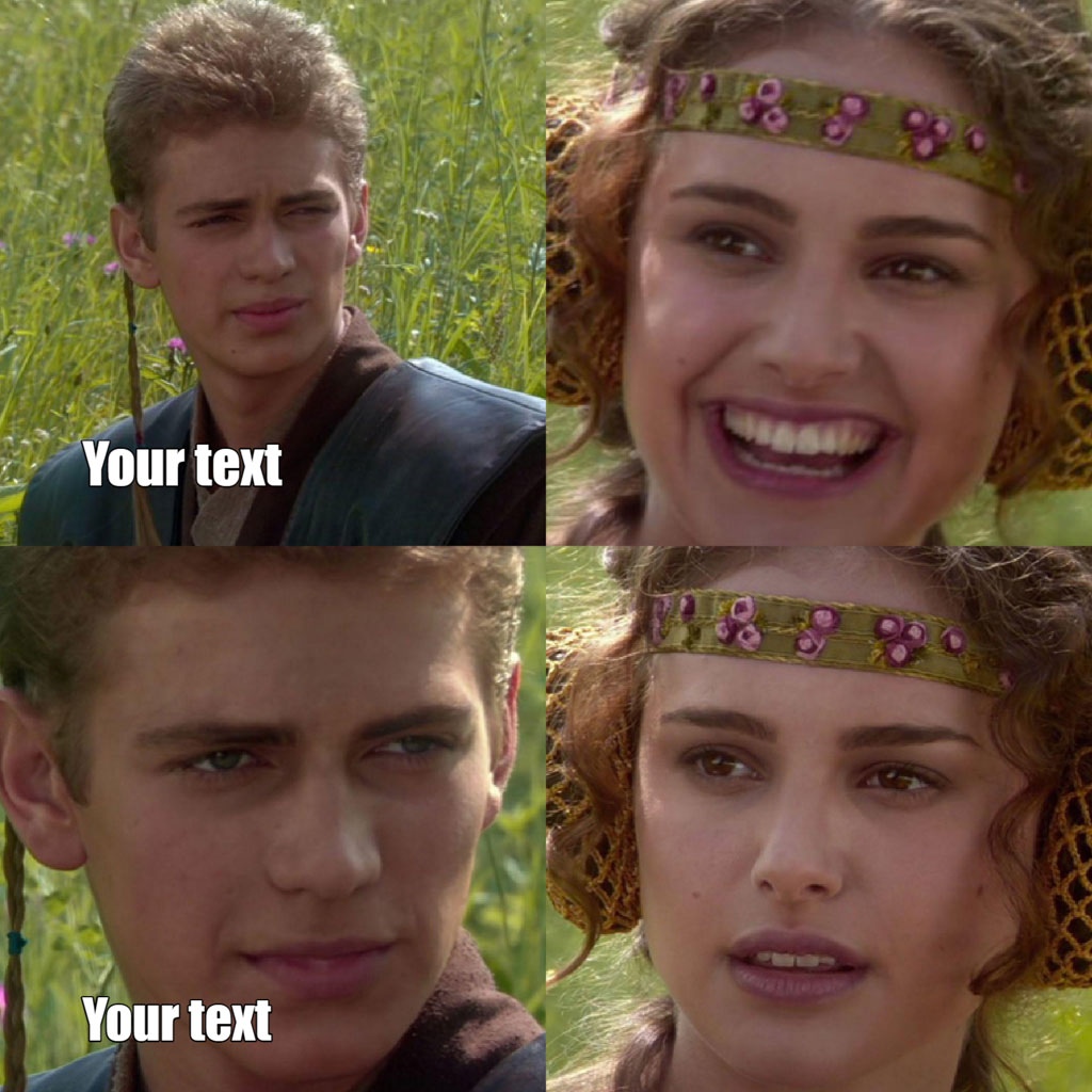 Meme template with Anakin Skywalker and Padme Amidala from Star Wars