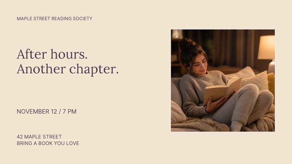 Preview for After Hours Book Club Landscape Graphic Template