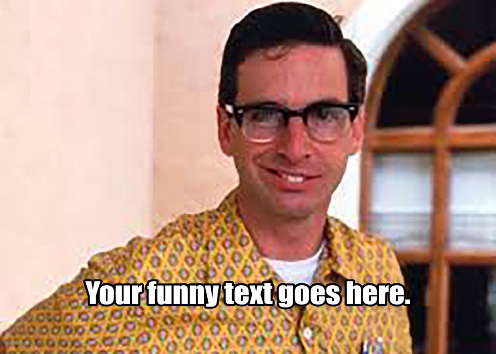 Austin Powers meme template with yellow shirt and glasses