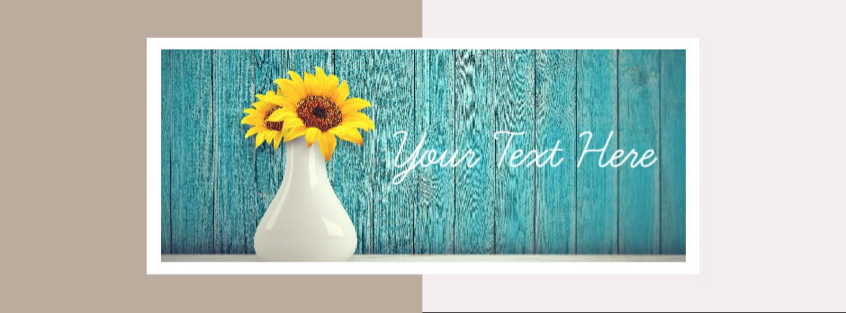 Sunflower in a white vase on a teal wooden background