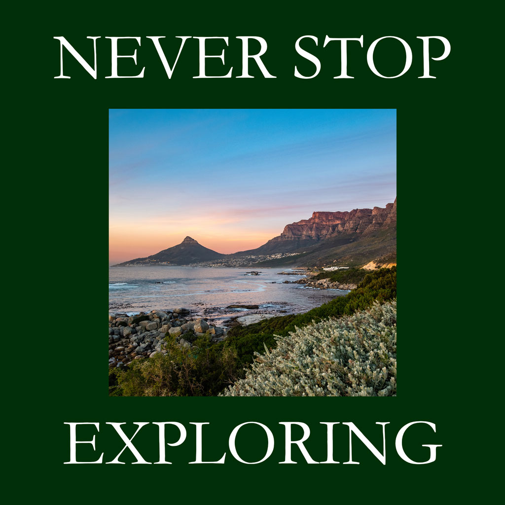 Coastal landscape with mountains at sunset