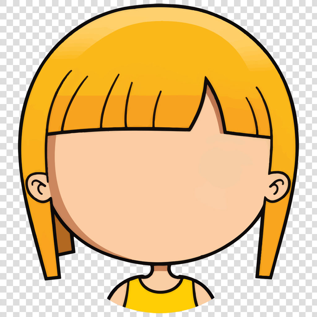 Cartoon girl with blonde hair and yellow shirt