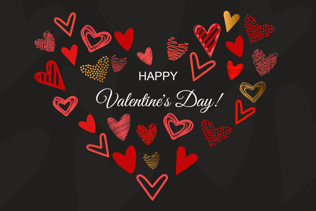 Valentine's Day greeting with hearts