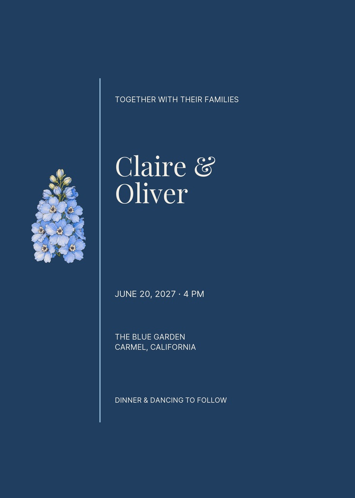 Preview for Blue Hour Vows 5 × 7 Invitation Template