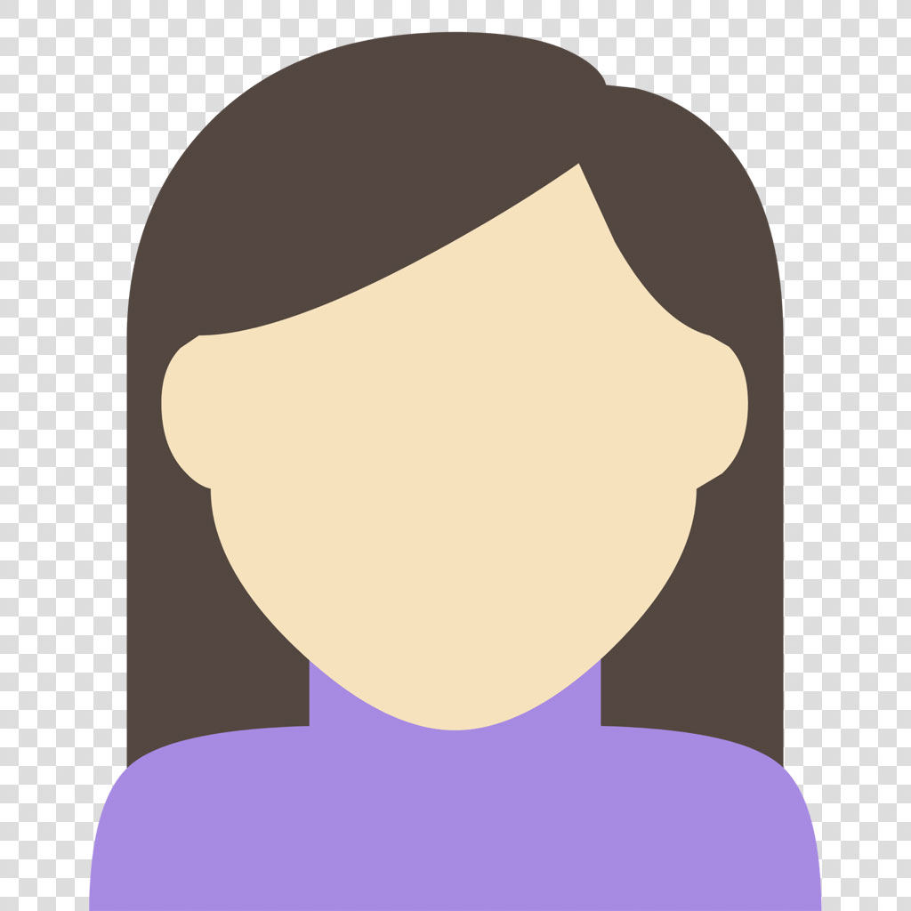 Illustration of a woman with long brown hair wearing a purple turtleneck