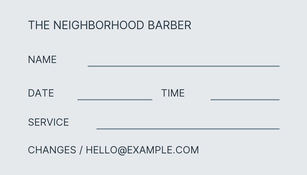 Preview for The Neighborhood Barber Appointment Card Template