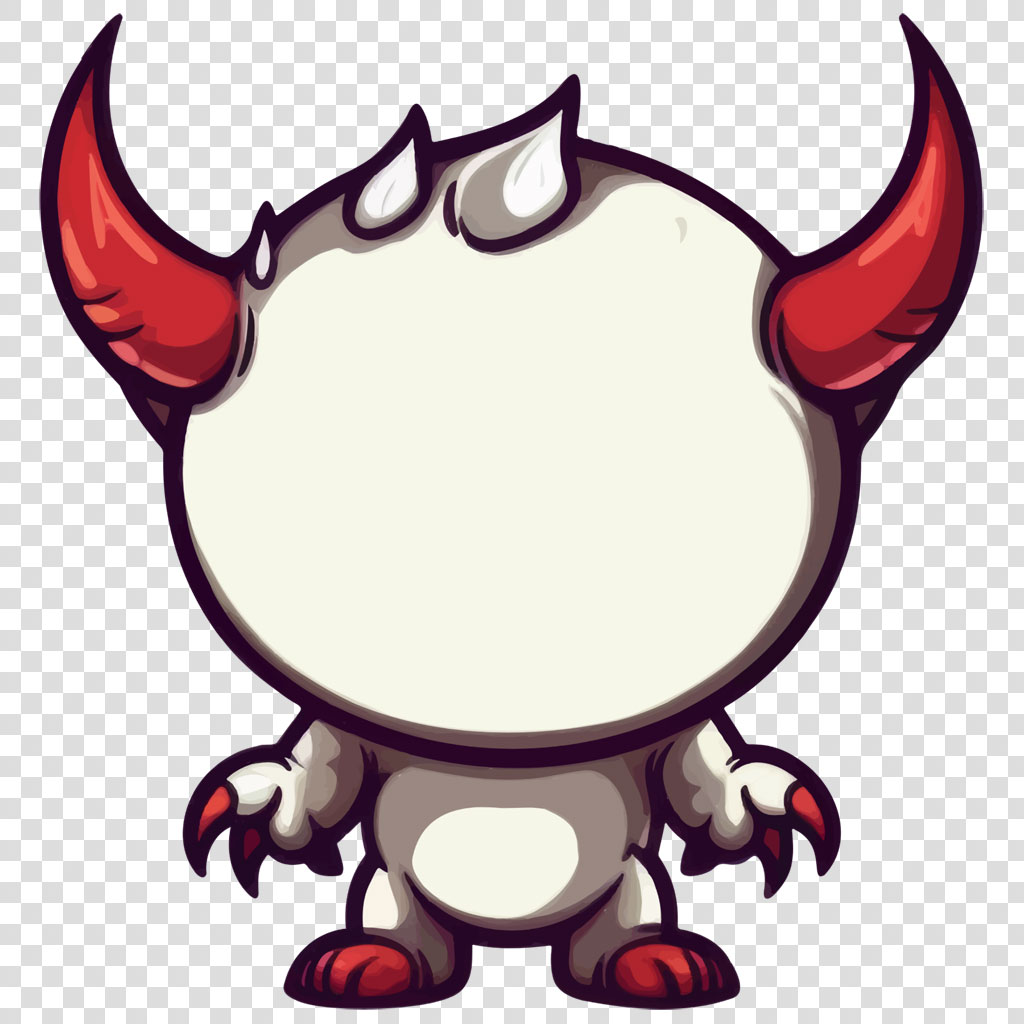 Cartoon monster with red horns and sharp claws