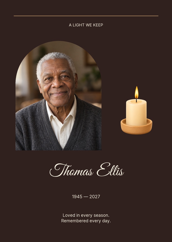 Preview for A Light We Keep Remembrance Card Template