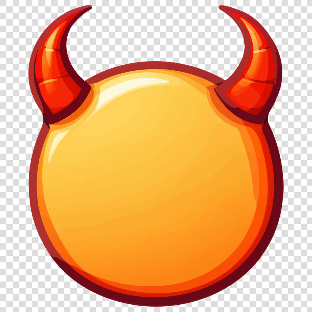 Yellow circle with red devil horns