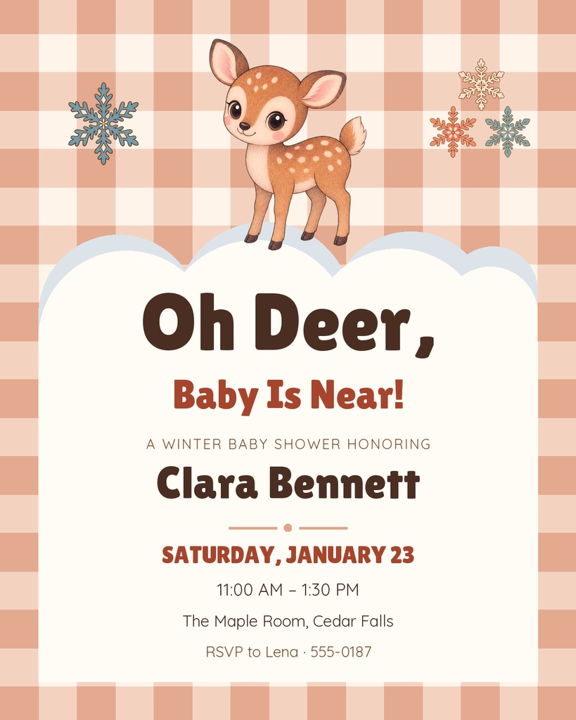 Preview for Oh Deer, Baby Is Near Portrait Post Template