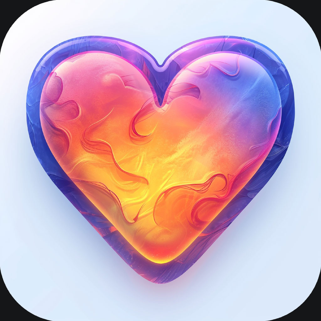 A heart icon with a vibrant gradient effect