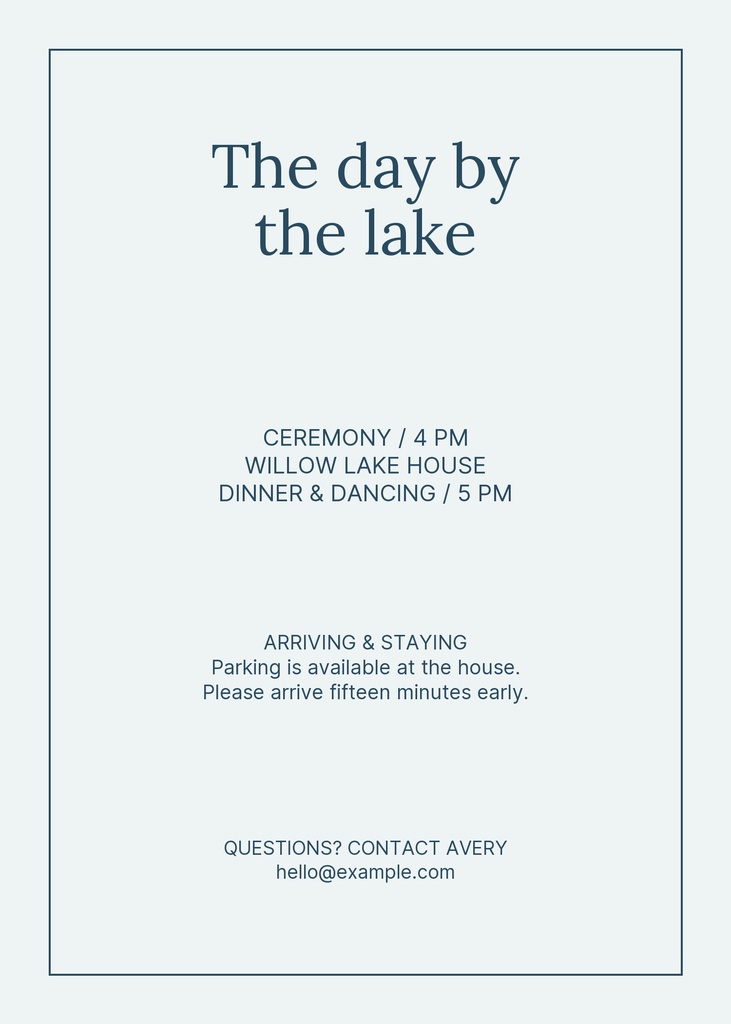 Preview for A Promise By The Lake Details Card Template