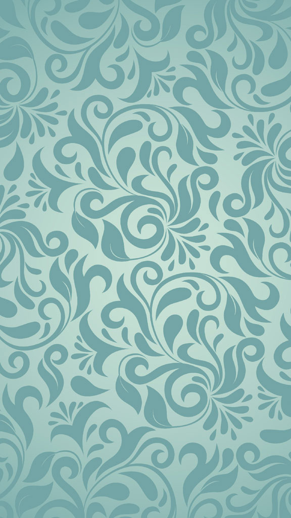 A blue damask pattern with floral motifs.