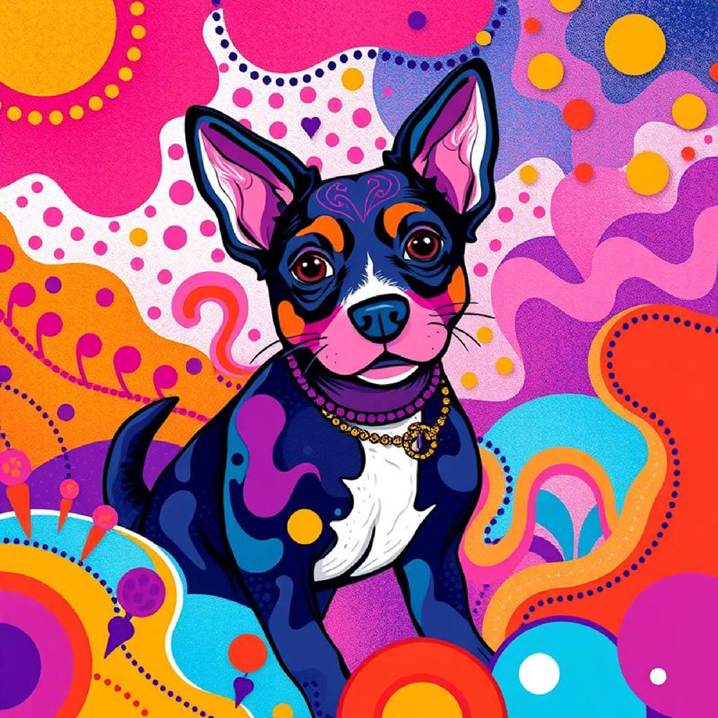 A vibrant abstract design with diverse shapes and patterns