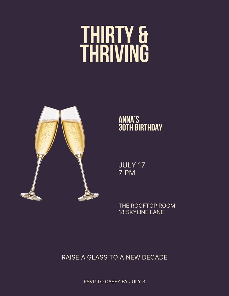 Preview for Toast To Thirty Letter Flyer Template