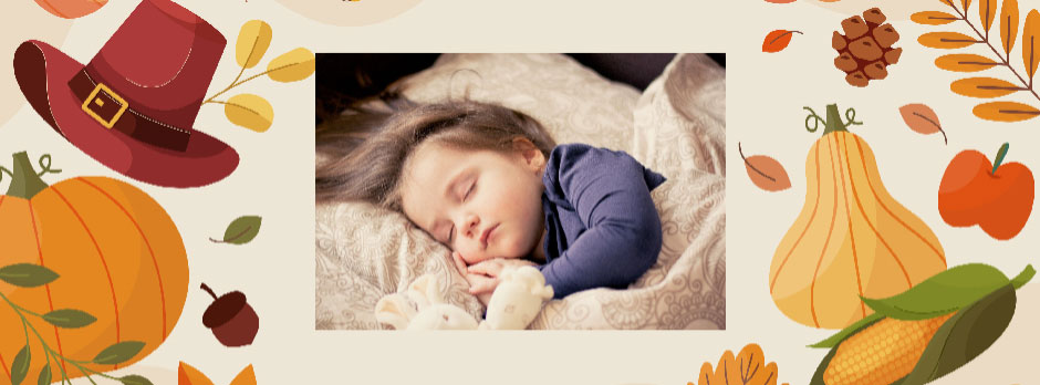 Baby sleeping with fall decorations