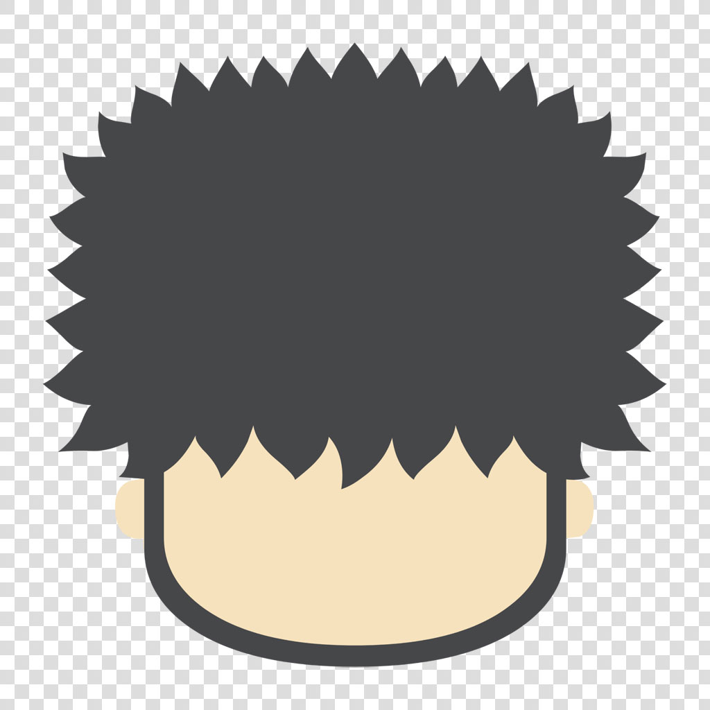 Illustration of a person's head with spiky black hair