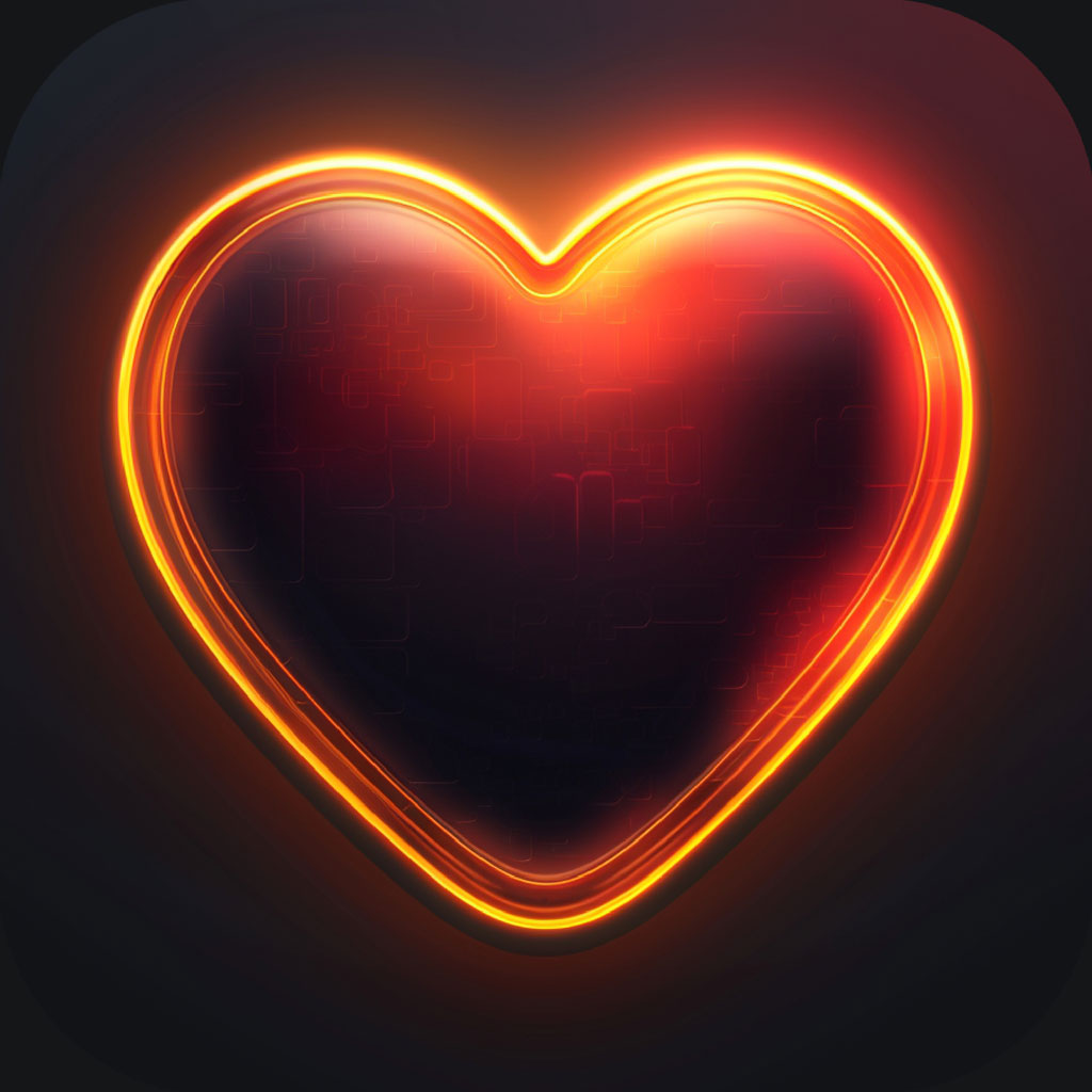 Glowing neon heart icon