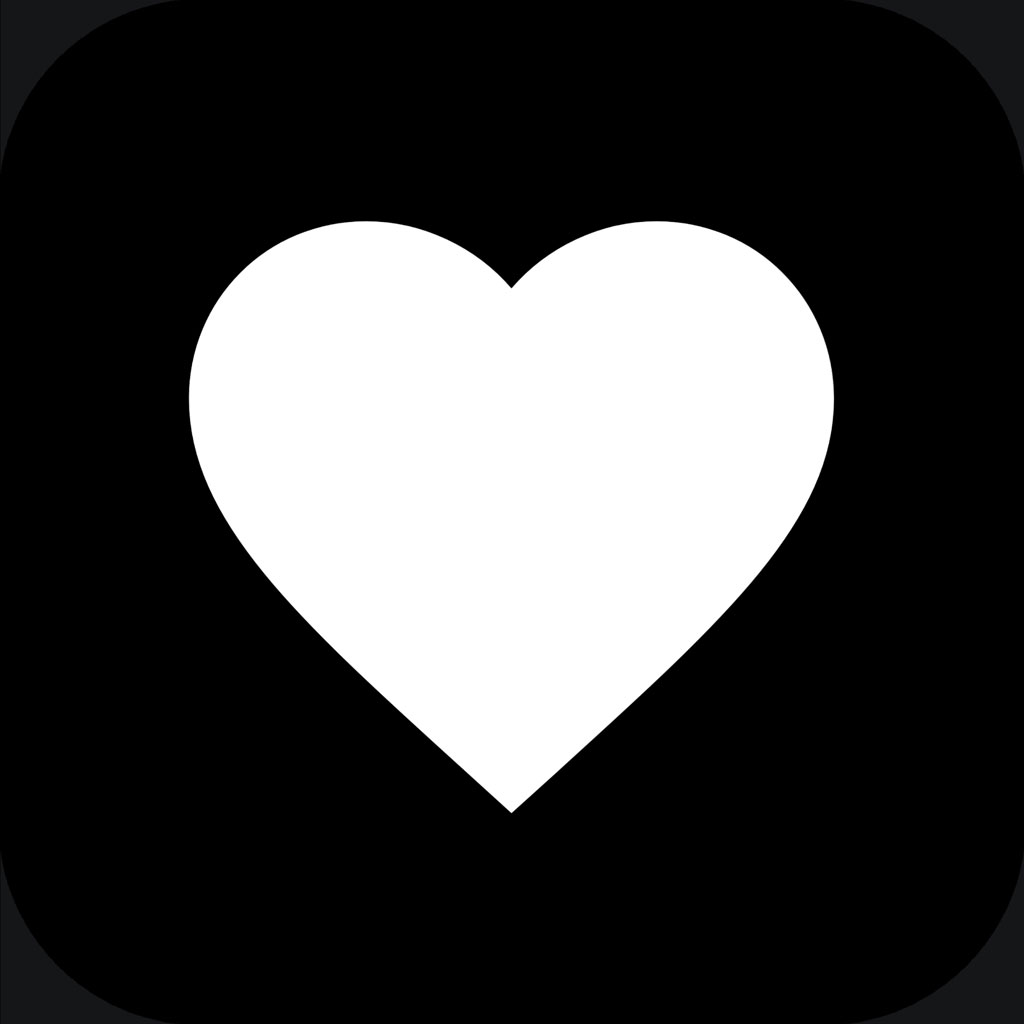 White heart icon on black background