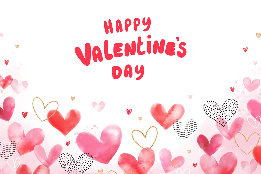 Valentine's Day greeting with red hearts