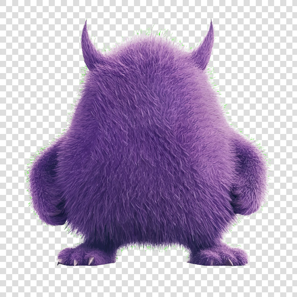 A purple monster with horns and claws