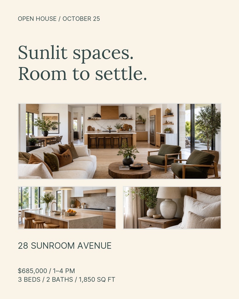 Preview for Sunroom Open House Portrait Post Template