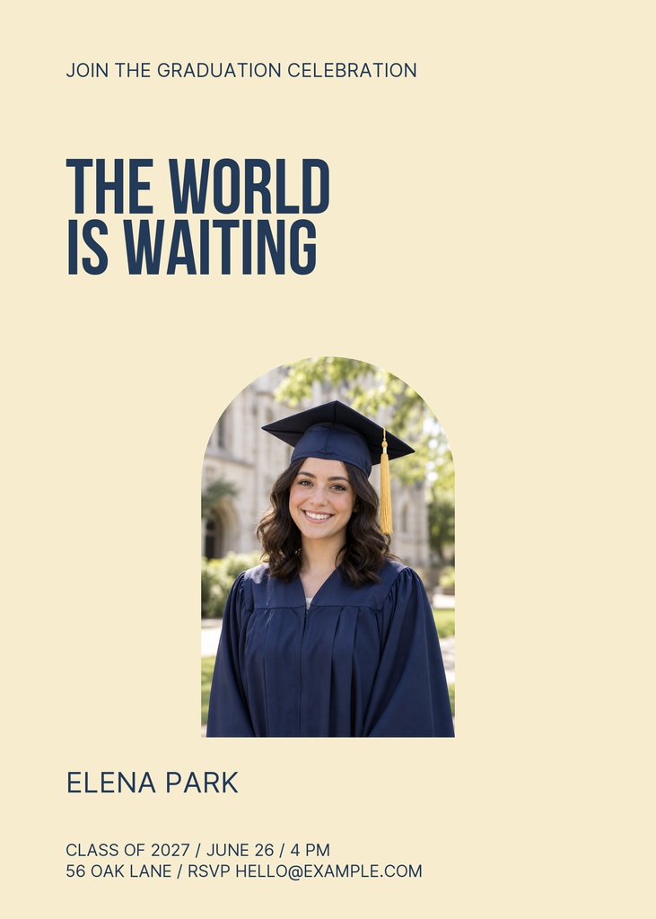 Preview for The World Is Waiting 5 × 7 Invitation Template
