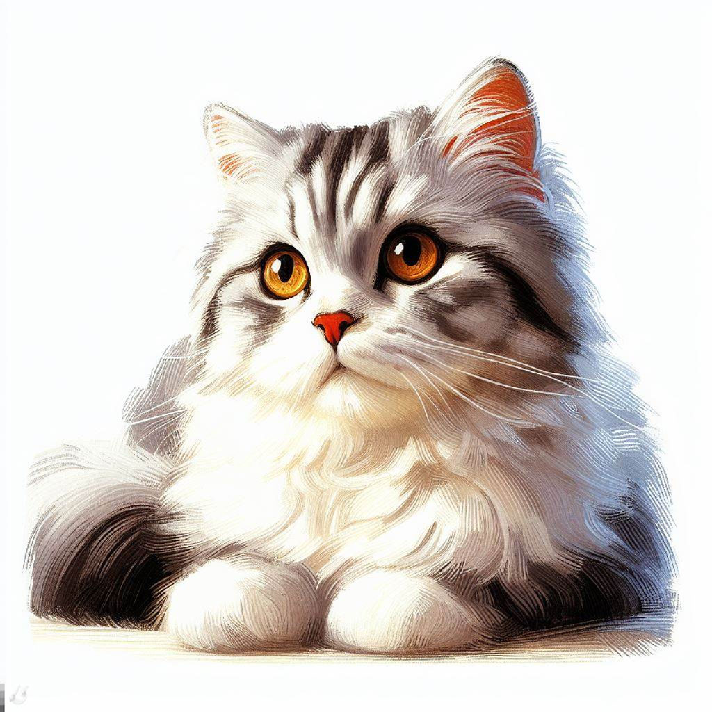 Colorful cat portrait with green eyes