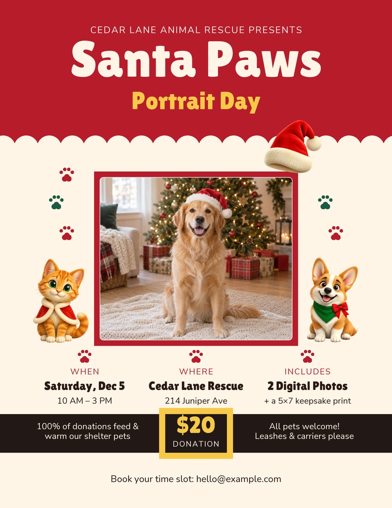 Preview for Santa Paws Portrait Day Letter Flyer Template