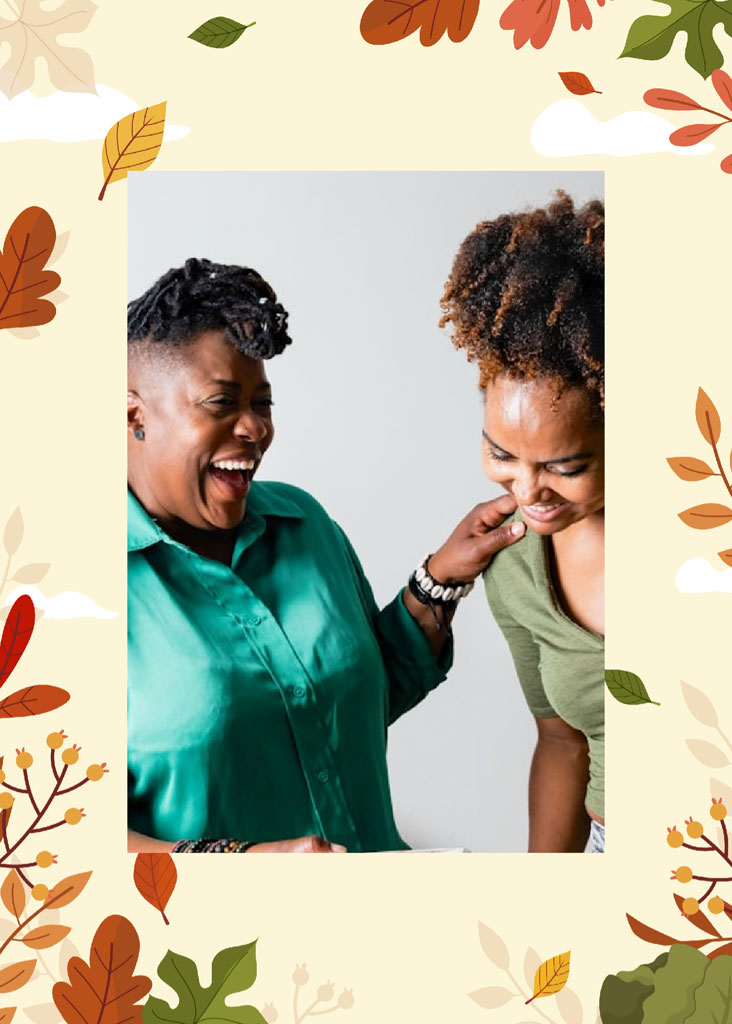 Two women, likely a mother and daughter, sharing a joyful moment together